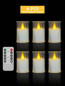 6/12/24pcs Flickering Flameless Candles With Timer And Remote Control, Battery Operated LED Wishing Candles, Smokeless And Odorless, Suitable For Christmas, Halloween, Valentine's Day, Proposal, Wedding, Party, Gift Giving - Transparent-warm Light - View 12