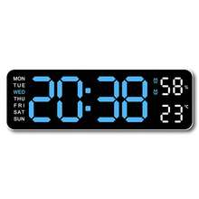 USB Powered 9 Inch Large Digital Wall Clock Temperature Humidity Week Display 4 Level Manual Brightness Adjustment Auto Dimmable Snooze Table Clock 12/24H Electronic LED Alarm Clock ---Without Battery And Plug - one-size - View 25
