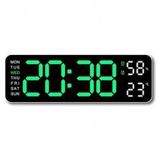 USB Powered 9 Inch Large Digital Wall Clock Temperature Humidity Week Display 4 Level Manual Brightness Adjustment Auto Dimmable Snooze Table Clock 12/24H Electronic LED Alarm Clock ---Without Battery And Plug - one-size - View 15