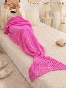 1pc Customized Text Embroidered Mermaid Tail Knitted Throw Blanket, Reusable Home Knitted Blanket, 5 Colors Available, Home Decor Accessory, Suitable As Holiday Gift For Parents, Spouse, Relatives, Ideal For Sofa Layering, Bedroom Arrangement, Daily Relaxation - Multicolor - View 13