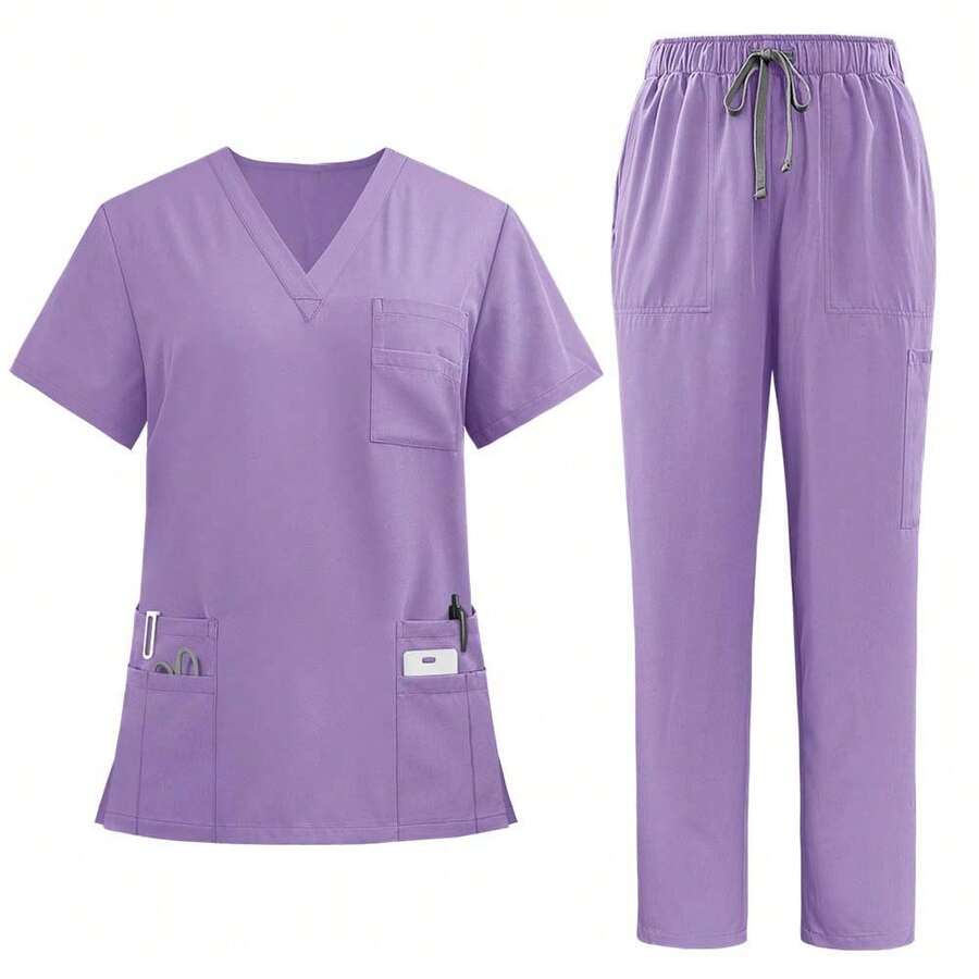 Ropa de trabajo para empleado de médico de hospital, traje de secado rápido, informal y cómodo - Morado - Ver 1