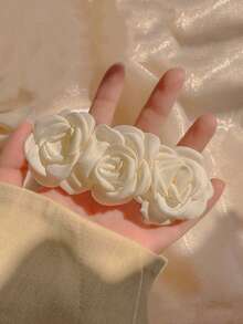 1pc Camellia Flower Decorative Hair Clips Elegant Ponytail Hairpin Women's Hair Accessories - Beige - View 6