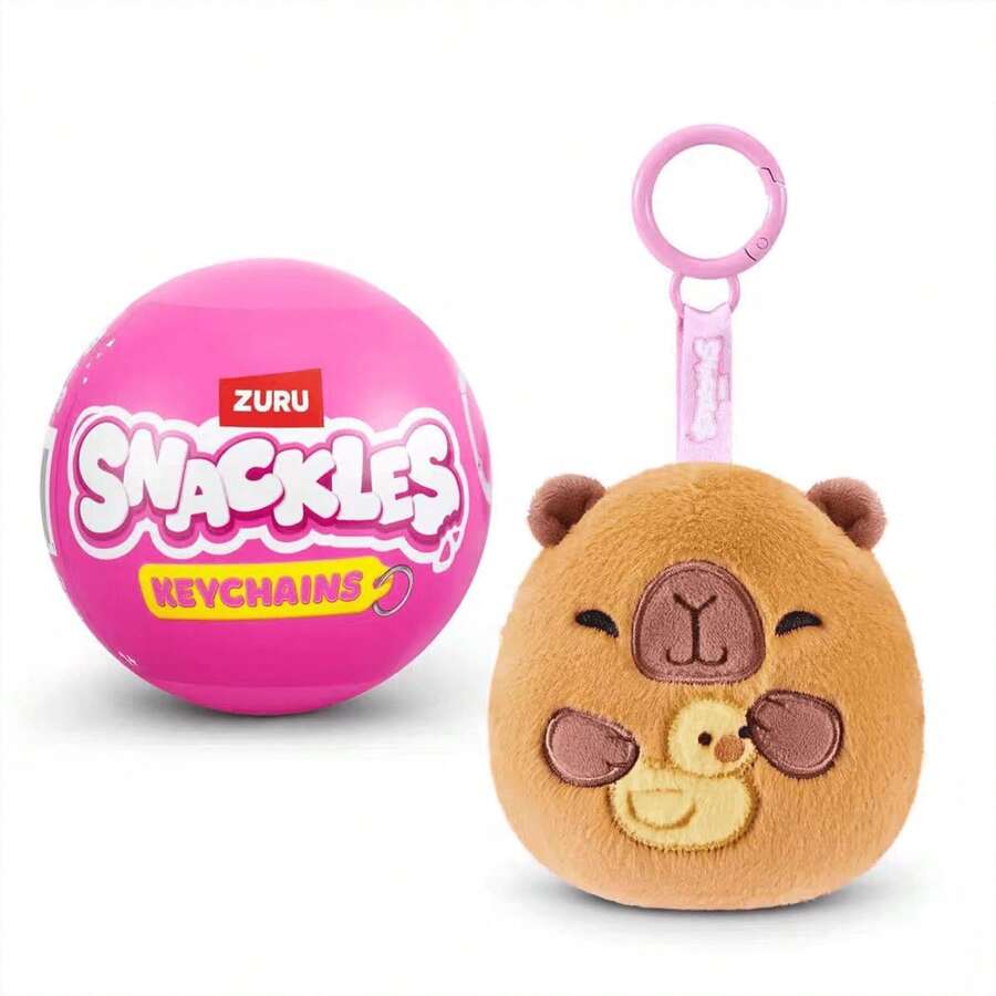 ZURU Snackles Mini Surprise Ball Plush Toy, Kawaii Stuffed Animal Bag Pendant (1 Piece Random) - Pink - View 1