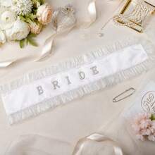 Unittype Bride Sash With Ruffle Trim Pearls Rhinestones Bachelorette - Default - View 7
