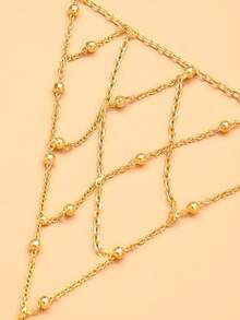 1 pieza Nuevo brazalete de cadena de dedo de malla nupcial, accesorio de brazalete de lujo con rhinestones - red - Ver 4