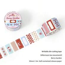 Jilu Xin's Lovers Afternoon Tea Movement Series Writable Tape, Minimalist Salt-Style Plaid Planner Background Sticker - A - View 12