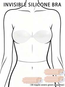 Transparent Front-Clasp Silicone Bra (Can Be Paired With Non-Woven Fabric Flower Stickers), Minimalist Invisible Design Made Of Liquid Silicone Material, Rounded Cup Shape Fits Body Lines, Front-Clasp Opening Design For Easy On And Off, Self-Adhesive For Secure Fit And Resistance To Shifting, Waterproof And Sweat-Resistant, Washable And Reusable, Suitable For Wedding Dresses, Backless Outfits, Daily Commute And Other Occasions, Can Be Paired With All Types Of Clothing Throughout The Four Seasons - Silicone One-cup Bra - View 1