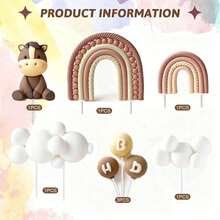 1 Set Or Small Pony Cowboy Theme Cake Decor, Pink & Brown Rainbow Cloud Pony Cake Decoration, Happy Birthday Decor Ball, Suitable For Birthday Party, Baby Shower, Gender Reveal Party, Pony Theme Party Cake Decor (Handmade) - Multicolor - View 2