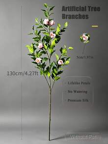 Kmitang 100-130cm Large Artificial Ficus Plants Fake Bauhinia Trees Branch Real Touch Magnolia Leafs With Silk Flower Plastic Hibiscus Leafs False Tall Banyan Tree For Home Garden Wedding Indoor Decor Without Pot 1PC - Multicolor - View 17