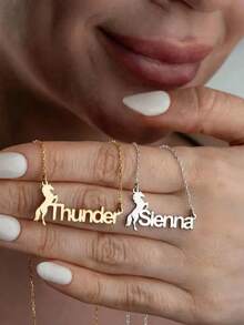 1Pc Custom Galloping Horse Name Necklace For Men Women Stainless Steel Animal Tag Pendant Necklace Personalized Jewelry Gift - Multicolor 6 - View 5