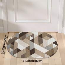 1pc Oval Flannel Doormat, Comfortable Soft Absorbent Non-Slip Machine Washable With Anti-Slip Backing, Geometric 3D Pattern, Suitable For Entrance, Living Room, Bedroom, Kitchen, Bathroom, Patio, Laundry Room, Hallway, Multi-Functional Home Floor Mat - Multicolor - View 13