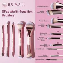 BS-MALL 5PCS Double-Sided Makeup Brush Set Wholesale Eyeshadow Powder Foundation Contour Vegan Make Up Brushes - Pink - View 5