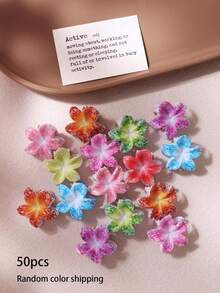 10/30/50pcs Colorful Sand-Textured Plumeria Hair Clips, Small Hair Claw Clips For Fixing Loose Strands, Decorative Cute Casual Versatile Hair Accessories (Random Color) - Multicolor - View 7