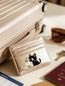 Credit Card Holder Small Wallet Women, Black Cat Leave,Coin Wallet Portable Card ID Card,Slim Pocket,Large Capacity,Birthday, Anniversary, Couples - Multicolor - View 9