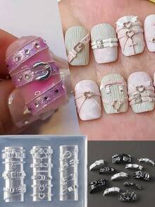 Punk Rabbit Belt Silicone Nail Art Mold, Christmas Party Nail Art Tool, Press-On Nail Art Tool - Clear - View 7