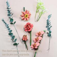 DIY Wooden Flower 3D Puzzle Building Kit With Vase, Hand‑Assembled Artificial Floral Bouquet Model, Art Desktop Home Table Decor Ornament Gift - Multicolor - View 7