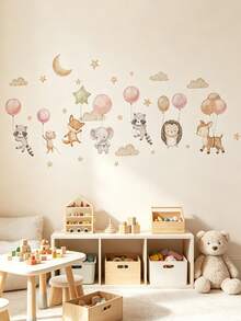 1set/2sets/4sets Self-Adhesive Wall Stickers Featuring A Bohemian Rabbit, Butterflies, And Flowers For Baby Room Decor, Suitable For Living Rooms - Multicolor - View 4