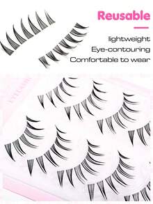 5 Pairs Japanese & Korean Manga Style Pointed Tail False Eyelashes, 7-10mm Mixed Length, Transparent Stem Lightweight Design, Pointed Tail Bundle Effect Naturally Lengthening Eye Corners, Creating Lively Enlarged Eye Effect. Soft And Comfortable Eyelashes, Fitting Eye Shape, DIY Quick Application Without Complex Operation, Easily Saving Makeup Time, Suitable For Beginners, Reusable, Applicable For Daily Commute, Date, Travel And Holiday Party Makeup. - Black - View 5
