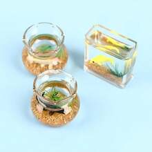 Exquisite Mini Dollhouse Fish Tank - 1:12 Dollhouse Mini Fish Tank Realistic Aquarium Home Decor, Dollhouse Accessories, Perfect For Garden Decoration And Desktop Display, Ideal Gift - Black Fish Square Fish Tank - View 3