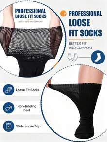 4 Pairs Unisex Loose Non-Binding Socks, Loose Fit, Suitable For Swollen Feet | Plus Size Extra Long Comfortable Sensitive Foot Socks, Elderly Socks, Obese People Socks, No Binding Feeling - View 6