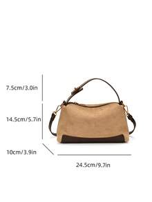 Solid Color Shoulder Crossbody Bag, Lazy Fashion Dumpling Bag, Commuter Small Square Bag - Khaki - View 10