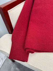 Wixra Korean Style Loose Knit Cardigan, Stand Collar Raglan Sleeve Double Zipper Top, Solid Color Preppy Style Autumn/Winter Layering Essential - Red - View 3