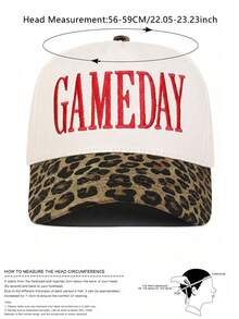 BONNY BOOM 1件「GAMEDAY」刺繡字母棒球帽 卡車司機帽 Y2K 戶外防曬可調節 旅行度假禮物，適用於萬聖節、聖誕節、感恩節、父親節、母親節、嘉年華、單身派對、新娘婚禮用品，完美禮物 - 拼色-米豹紋 - 查看 6