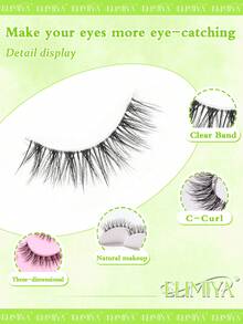 5/7 Pairs Natural Long Curly Voluminous Transparent Stem Cross-Style Fish Tail False Eyelashes 3D Effect, Natural Short Style - Black - View 7