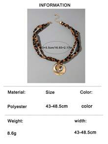 1pc+2pcs/ Personalized Fabric Polyester Leopard Print Cross Vortex Starfish Pendant Necklace, Suitable For Women's Daily Vintage Outfit Jewelry Gift - Multicolor - View 14