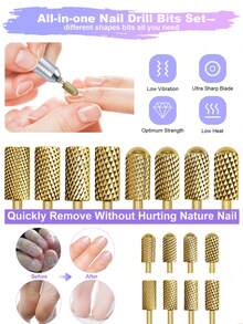 1pc High Quality Tungsten Steel Nail Drill Bit, Electric Nail File Accessory, Polishing Blade, Nail Art Tool - Multicolor - View 2