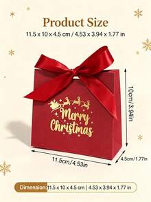 18pcs Christmas Print Gift Bags With Bow Decoration, Holiday Party Gift Packaging - View 5