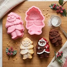 1pc Christmas Large Santa Claus Shaped Silicone Mold, Kitchen And Home Baking Cake Mousse Bread Baking Tray, Can Be Used For Making Bread, Chocolate Pudding, Jelly, Christmas Home Baking, Holiday Dessert Table Making Mold - Multicolor - View 3