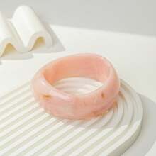 1pc Pink Fresh Geometric Asymmetrical Resin Bracelet, High-End Fashion Ins Style Bangle For Women - Pink - View 7