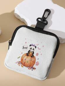 1pc Coin Purse, Storage Bag, Makeup Bag, Card Holder, Earphone Storage Bag, Halloween Pattern Printed Coin Wallet Card Holder, Can Hold Coins, Cards, Accessories, Keys, Multi-Functional Storage Bag, Ideal Gift For Girls And Boys - Multicolor - View 3