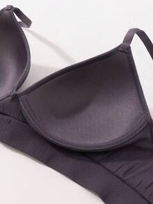 Sujetador sin costuras y sin aros con soporte para mujeres, cómodo, transpirable y amigable con la piel, previene el descolgamiento - Gris Oscuro - Ver 6