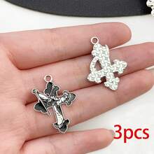 3/10pcs Halloween Gothic Enamel Charms Skull Moth Butterfly Snake Cross Poker Card Pendant For DIY Bracelet Necklace Jewelry Making Findings - Black - View 15