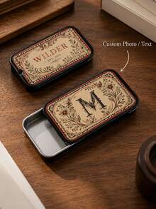 Personalized Vintage Matchbox Storage Box, Customized Photo/Text Sliding Metal Box, No Matches Included, Portable Coin And Small Accessory Organizer - Multicolor - View 2