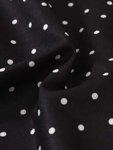 1pc Women's Comfortable Mini Polka Dot Bow Long Pajama Pants, Soft Polyester Opaque - Black - View 7