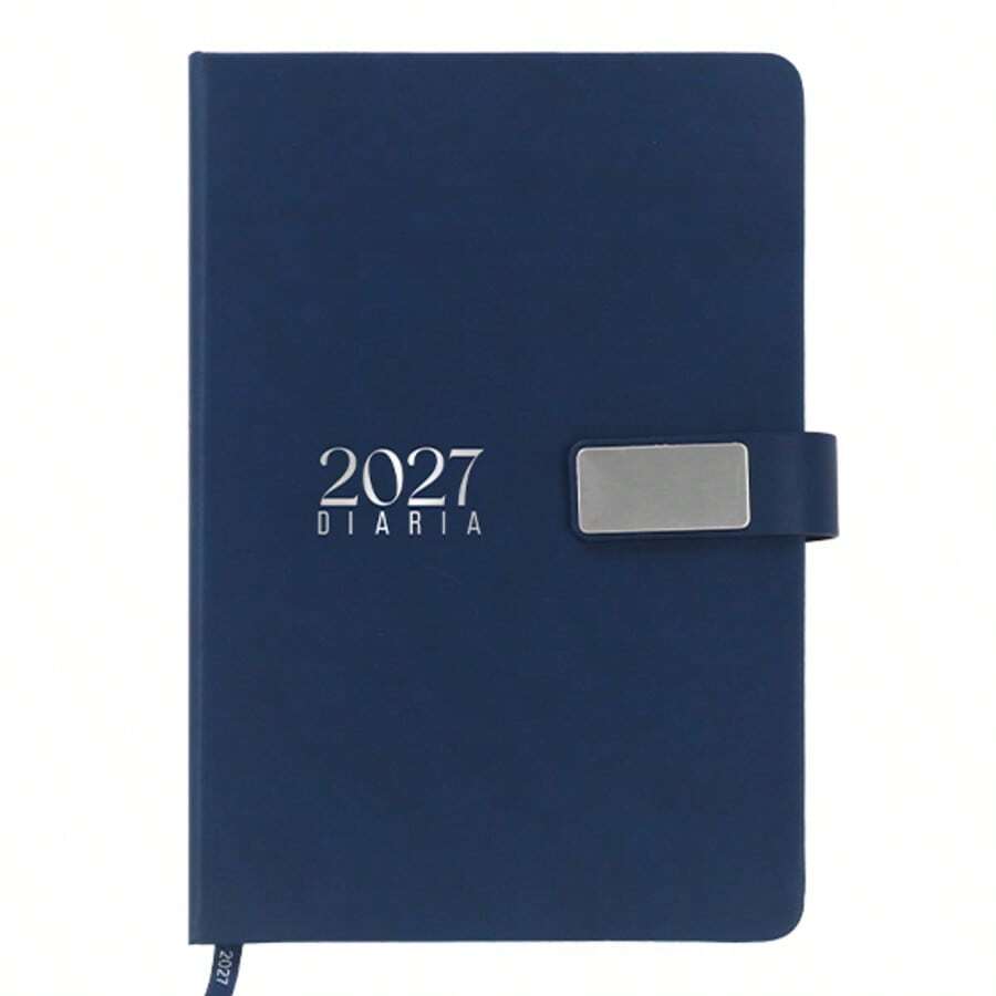 PromoClick 2027 Daily Planner Polyurethane With Magnetic Closure And Divider - Navy Blue - View 1