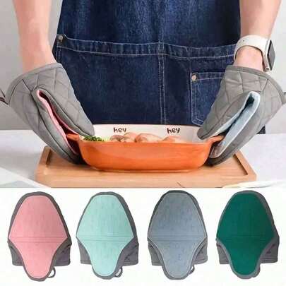 Soft Lined Oven Mitts Heat Resistant, Non‑Slip Anti‑Scald Cooking Gloves, Wear‑Resistant Pot Holder Gloves For Oven, Air Fryer, Baking, Grilling, Kitchen Daily Cooking, Holiday Housewarming Gift