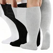 4 Pairs Unisex Loose Non-Binding Socks, Loose Fit, Suitable For Swollen Feet | Plus Size Extra Long Comfortable Sensitive Foot Socks, Elderly Socks, Obese People Socks, No Binding Feeling - View 1