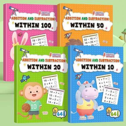 Addition And Subtraction Within 10 And 100, Number Lines, Word Puzzles, Decomposition And Combination, Mental Arithmetic Cards, Vertical And Horizontal Layouts, Daily Arithmetic Training, Students, Schools, Holiday Gift, Learning Supplies