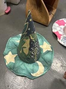 Vintage Handmade Quilted Frog Witch Hat, Halloween Costume Accessory, Suitable For Theme Parties And Holiday Gifts - Multicolor - View 9