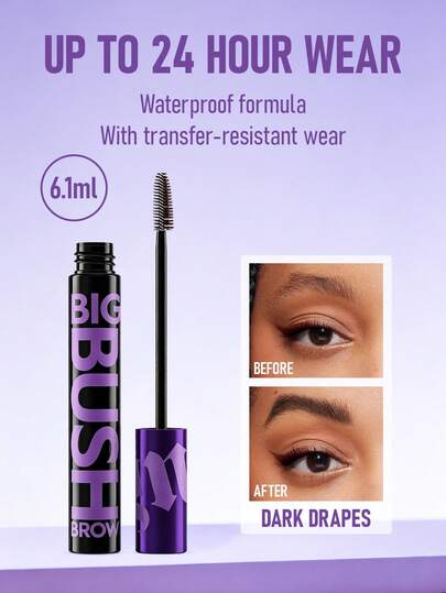 Urban Decay Big Bush Gel Voluminizador Tintado para Cejas #Dark Drapes Color 6.1ml/0.2 Oz | Gel Tintado para Cejas | Resistente al Agua | Larga Duración | Construible | Resistente a las Manchas | Resistente a las Escamas | Resistente a la Transferencia