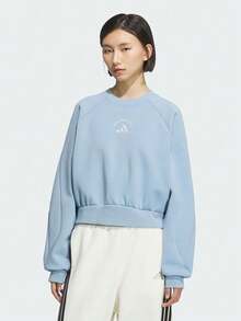Adidas Women's MS CREW Knit Sweatshirt No Hood KC0057 - Blue - View 1
