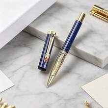 A Luxurious Blue-Headed Metal Ballpoint Pen/Fashionable Hollow-Carved Executive Signature Pen/Smooth Writing/Suitable For Office Gift Pens/Suitable For Both Men And Women/High-End Gift For Professionals - Pen - View 4