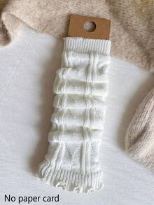 Women's Knitted Leg Warmers, Ruffled Lace Decor Solid Color Y2K Lazy Style Leg Socks, Sweet Preppy Style Leg Cover For Daily Wear - Multicolor - View 9
