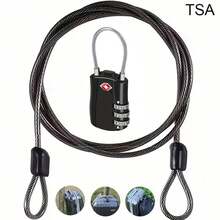 1 bộ khóa cáp thép mềm 1,5m kèm khóa số TSA, khóa chống trộm cho hành lý, xe scooter, mũ bảo hiểm, bạt phủ ô tô và kính chắn gió, khóa du lịch nước ngoài cho ba lô, tủ, vali du lịch - Nhiều màu - Xem 1