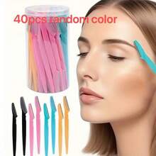 60-Piece Eyebrow Trimmer And Razor, Exfoliating Shaving Tool, Body Hair Removal Trimmer And Facial And Set, Long Handle Blade With Precision Protective Cover, Women's Eyebrow Shaping Tool, Suitable For Daily Or Travel Use., Face Razor - Multicolor - View 11