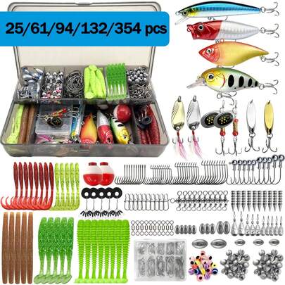 Vislokset 25/61/94/132/354 stuks, oppervlaktevislokset, vistackle geschikt voor baars, forel, zalm, visaccessoires, lange-afwerplokset, van beginner tot professional